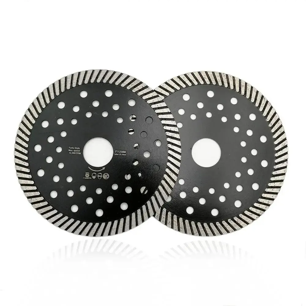 2pcs 5"/125mm Diamond Hot Pressed Narrow Turbo Blade Cutting Disc Granite Marble Concrete Sawblade Diamond Wheel Dry Diamond Turbo Blade
