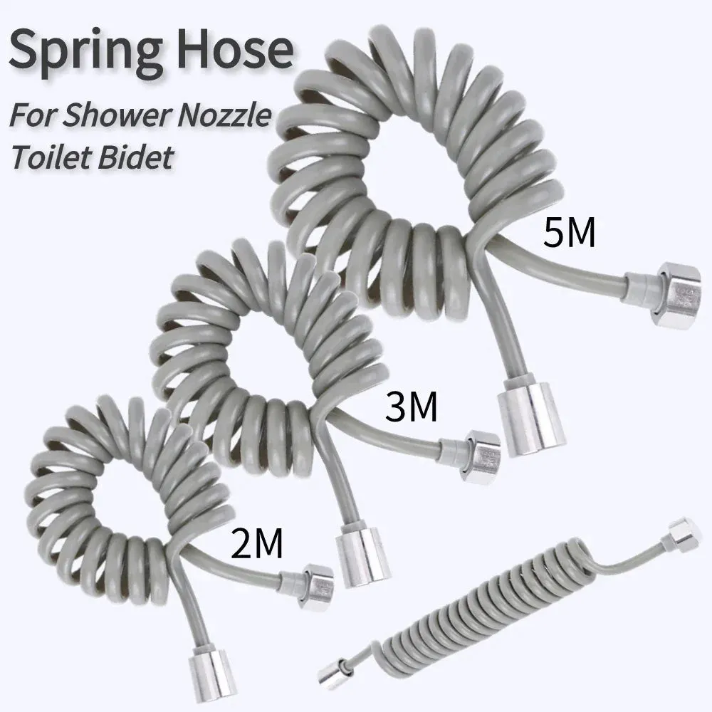 2/3/5M Flexible Shower Hose Universal Spring Extension Hand Sprayer Pipe Connector Spring Tube Bathroom Bidet Accessories
