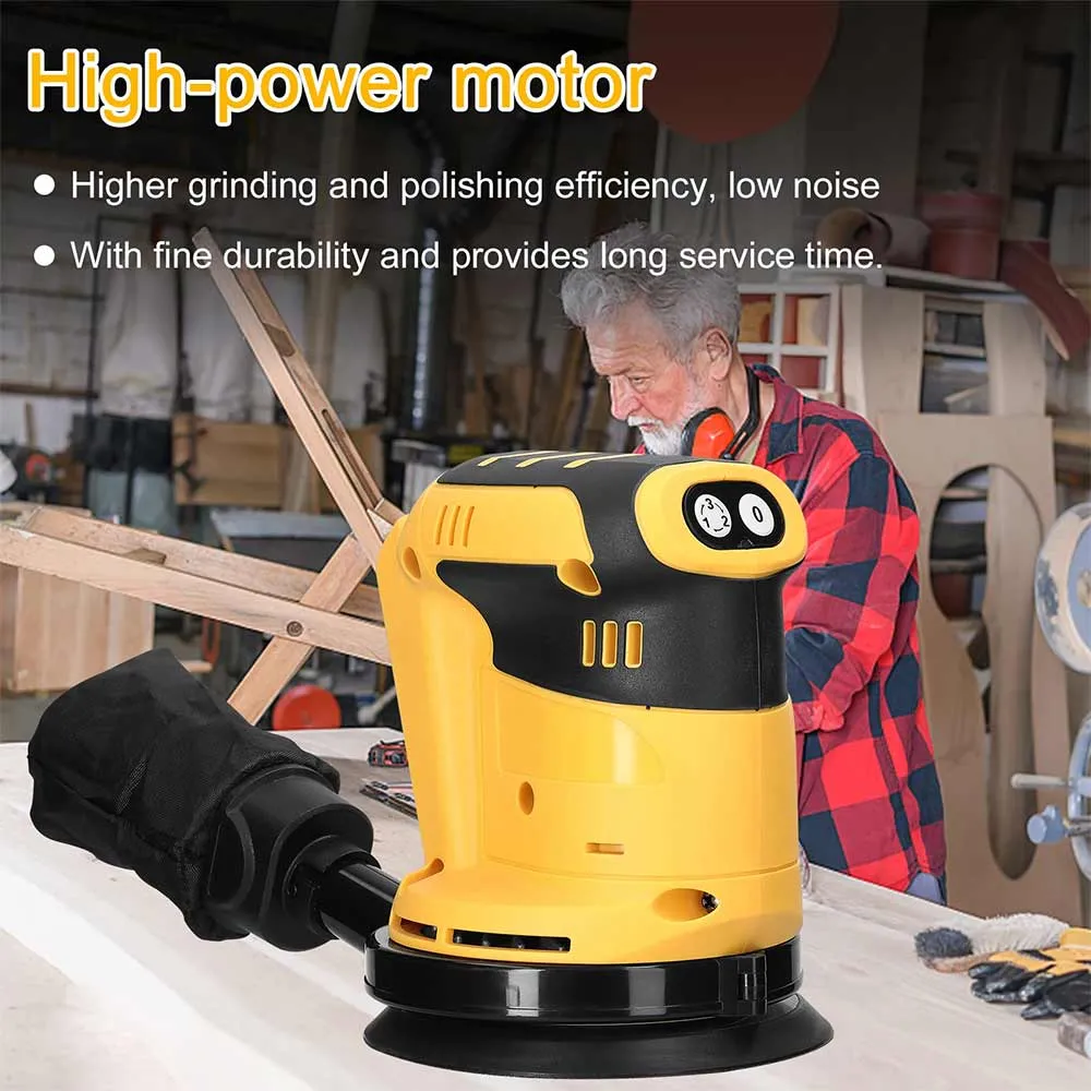 125mm Brush Motor Cordless Sander Wood Grinder Electric Car Polisher Wood Metal Polishing Grinding Sanding Machine