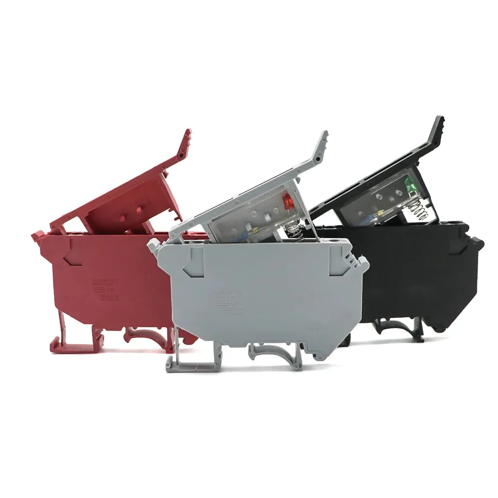 10Pcs/lot Din Rail Terminal Blocks UK-5-HESI Black Connector Screw Fuse Terminal Block Connector Screw Fuse Holder Conductor