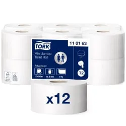Tork Mini Jumbo Toilettenpapier T2 Advanced, 1-lagig, weiß