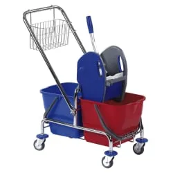 Floorstar Doppelfahrwagen Deichsel,Korb 2 x 17 l SOLID, verchromt