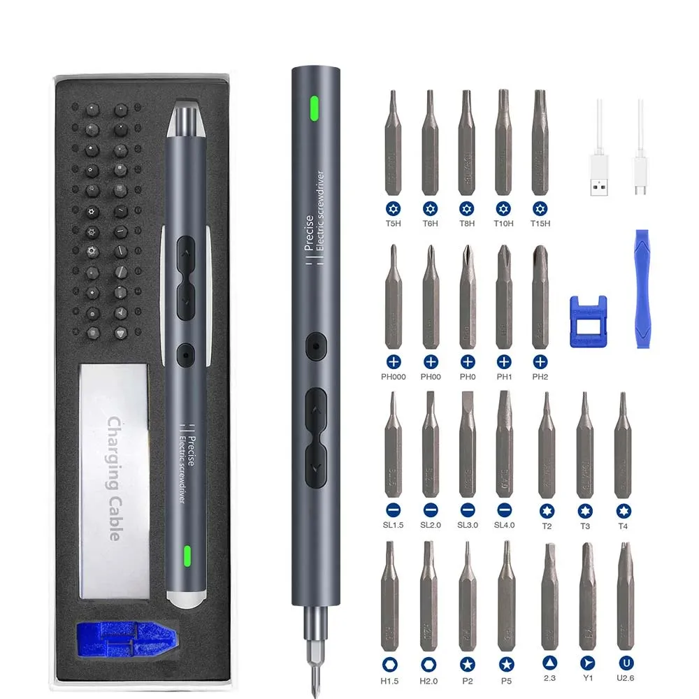 28/62 in 1 Electric Screwdriver Set Precision Power Tool Kit Rechargeable Wireless Mini Small Bits for Xiaomi Mobile Cell Repair Power Screwdriver Kit Compact and Portable