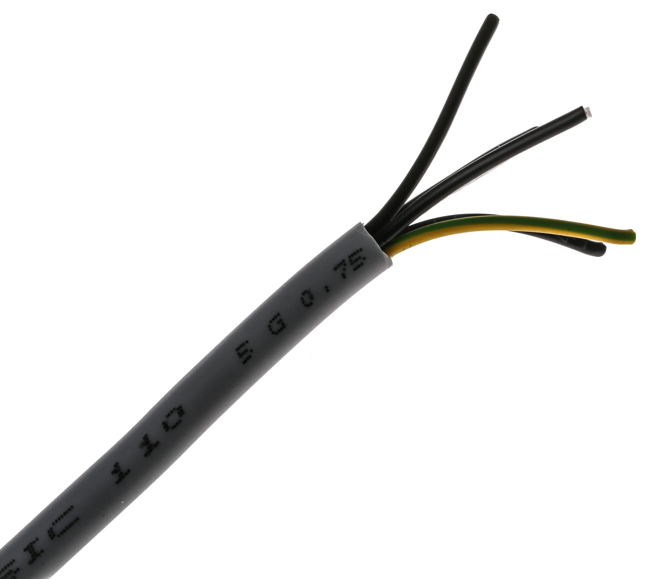 RS PRO YY Steuerkabel, 5-adrig x 0,75 mm² Grau / 12 A, 50m, 18 AWG