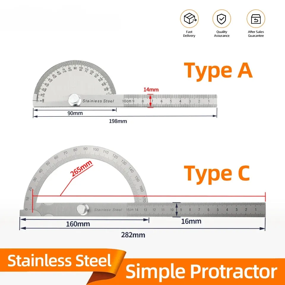 180° Stainless Steel Angle Finder: Precision Protractor Tool