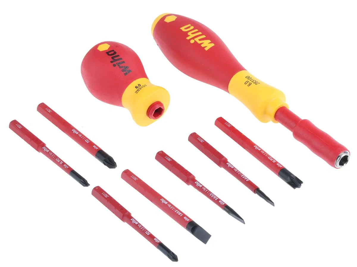 Wiha Schlitz, PHILLIPS®, POZIDRIV Schraubendreher-Bitsatz Sechskant 6, PZ1, PZ2, SL2.5, SL3.5, SL5.5, 9-teilig