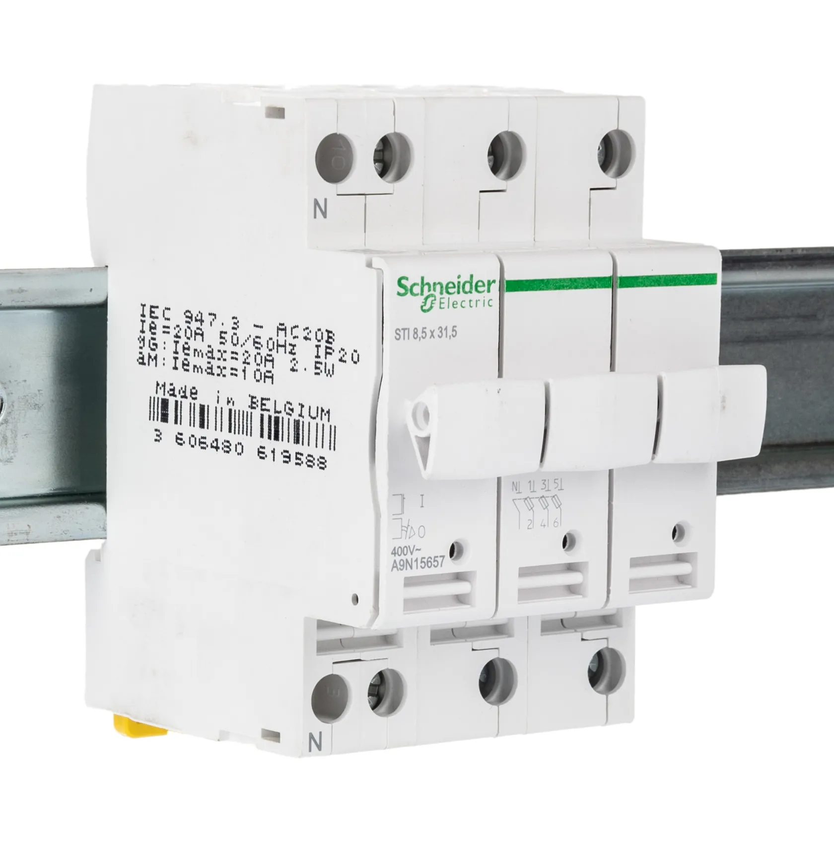 Schneider Electric STI Sicherungstrennschalter 3-polig, 10A, 2A, Acti 9, 8,5 x 31,5mm Sicherungsgröße
