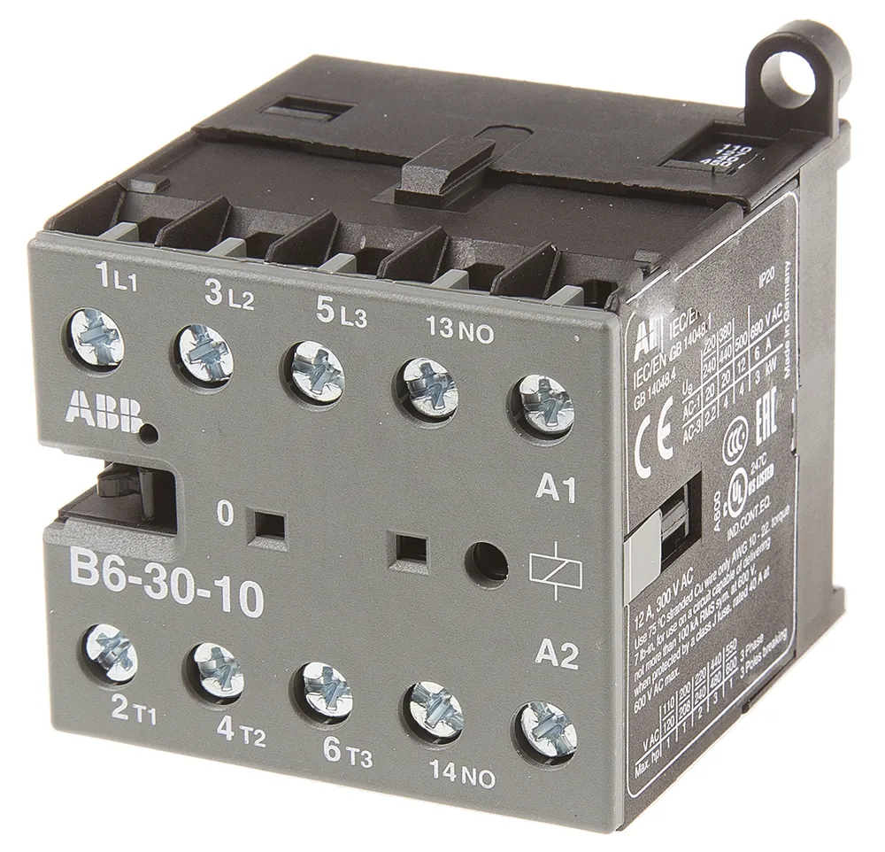 ABB B6 B6 Leistungsschütz 110 V ac-Spule, 3 -polig , 690 V ac / 20 A 4 kW 3 Schließer 1-Hilfskontakte