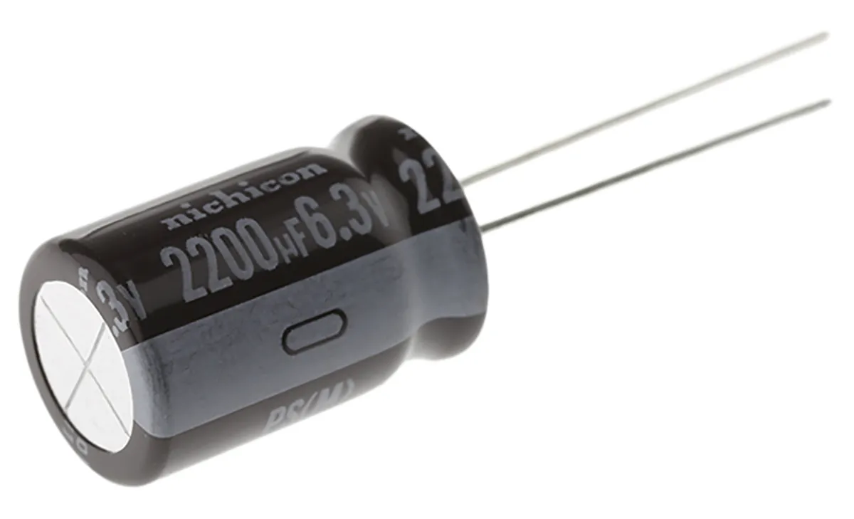 Nichicon PS, THT Aluminium-Elektrolyt Kondensator 2200μF ±20% / 6.3V dc, Ø 12.5mm x 20mm, bis 105°C