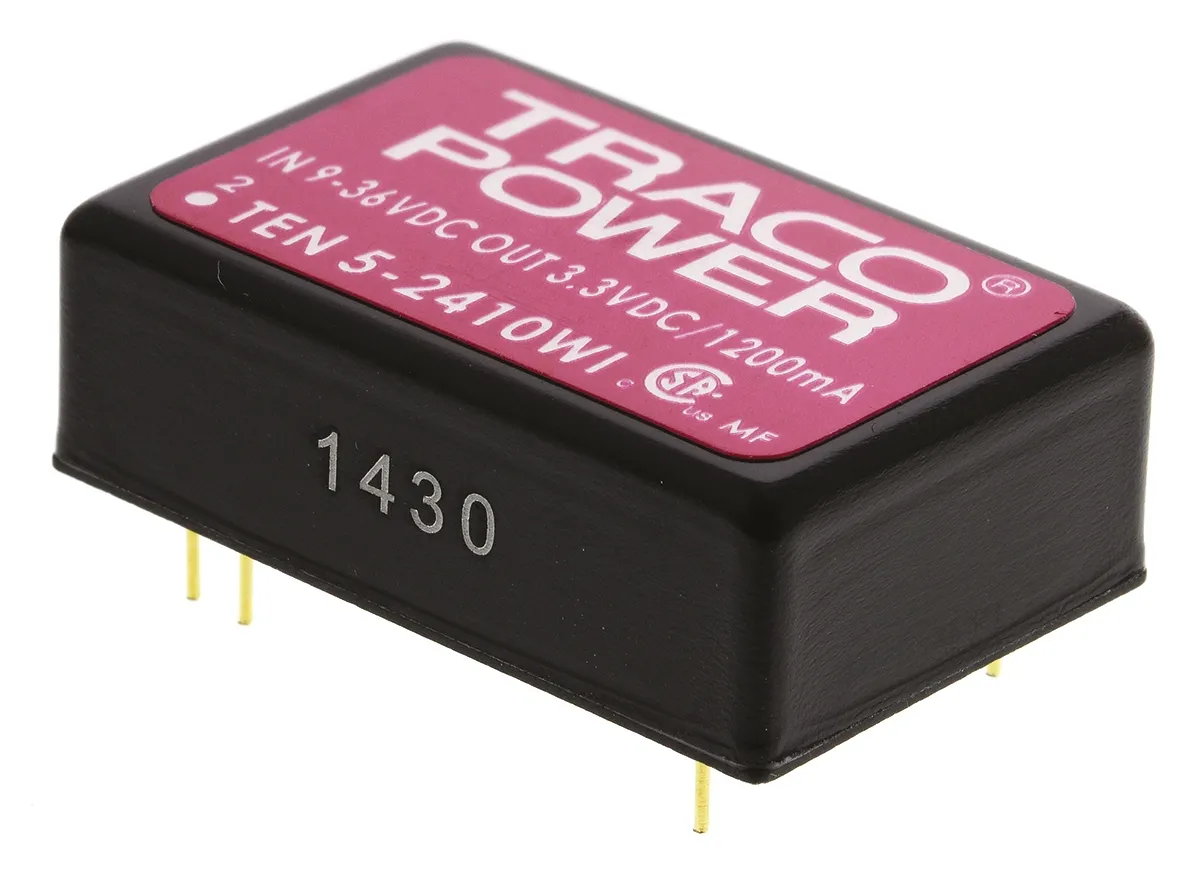 TRACOPOWER TEN 5WI DC/DC-Wandler 6W 24 V dc IN, 3.3V dc OUT / 1.2A Durchsteckmontage 1.5kV dc isoliert