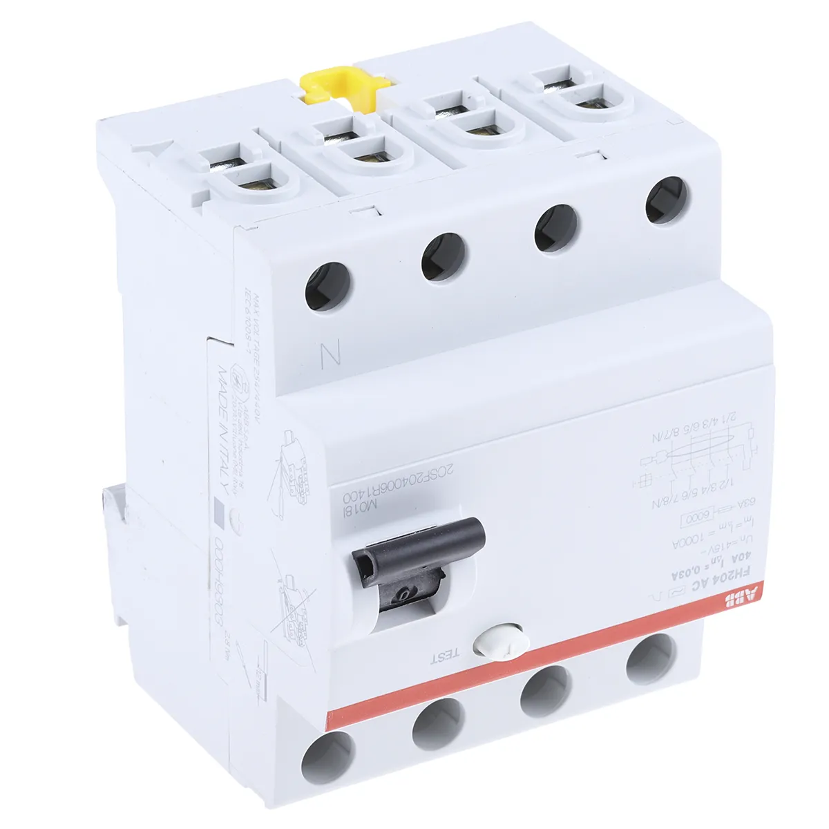 ABB FH200 RCCB, 4-polig, 40A, 30mA Typ AC 230V