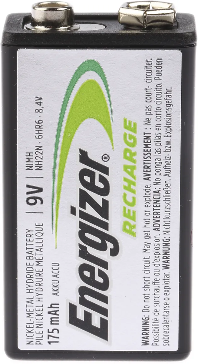 Energizer NiMH 9V Akku, 175mAh, Druckknopf-Anschluss