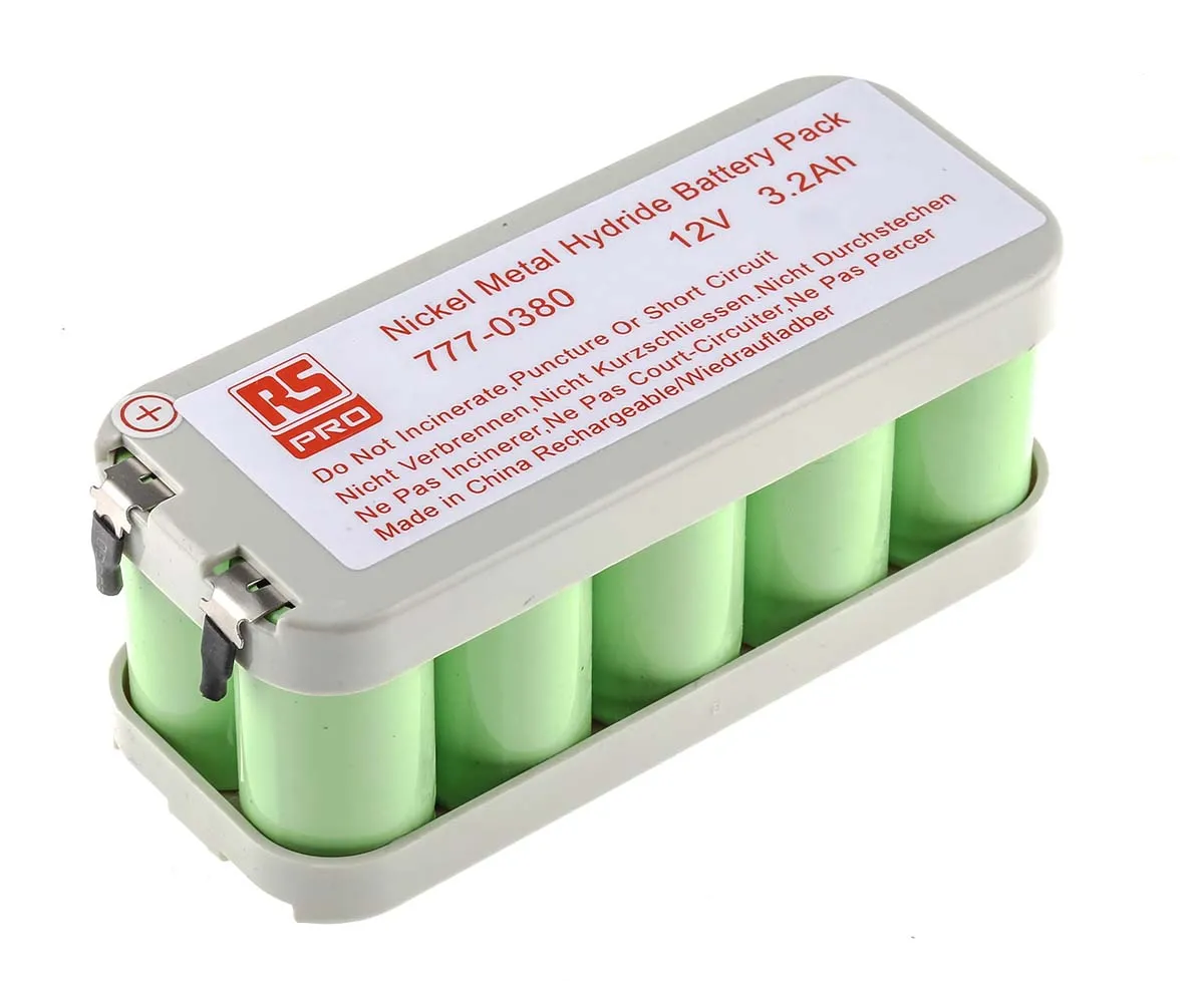 RS PRO NiMH Akkupack, 10-Zellen CS 12V / 3.2Ah, Löt-Anschluss