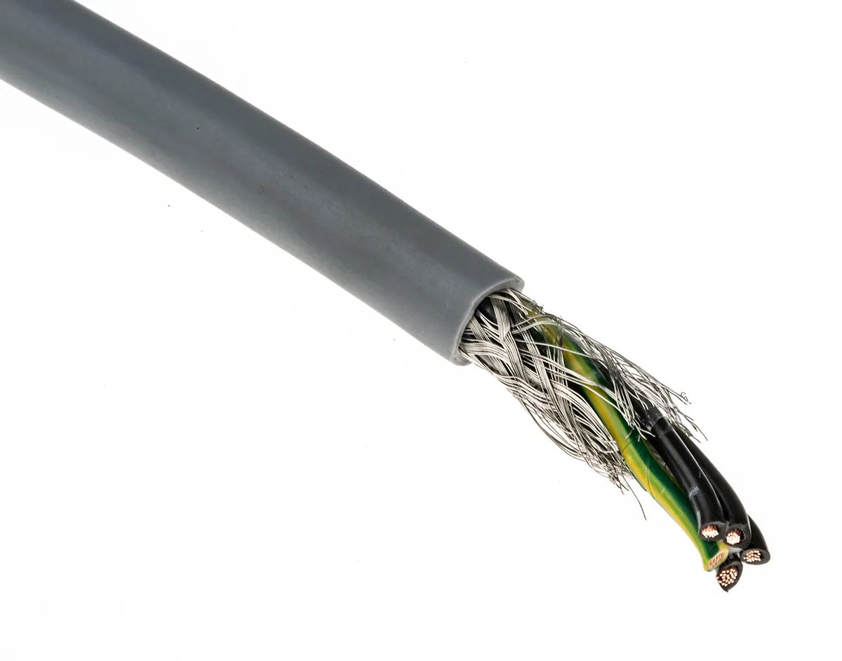 RS PRO CY Steuerkabel, 5-adrig x 0,75 mm² Grau / 12 A, 50m, 18 AWG, Kupfergeflecht verzinnt