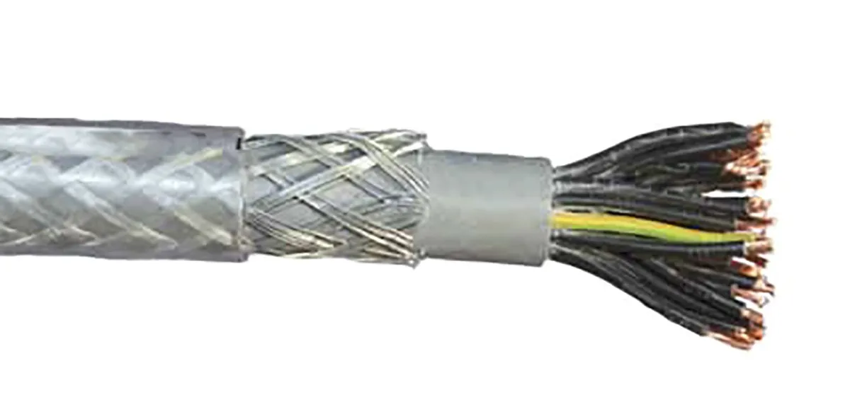 RS PRO SY Steuerkabel, 18-adrig x 0,75 mm² Transparent / 12 A, 50m, 18 AWG, Geflecht