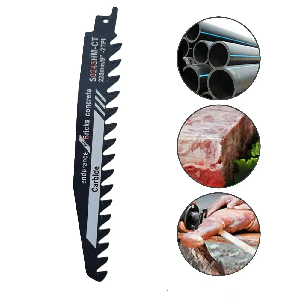 1pc 225mm Jigsaw Saber Saws Blade Carbide S0243 Demolition Masonry Reciprocating Saw Blade For Wood Cutting Brick Stone Alloy Steel