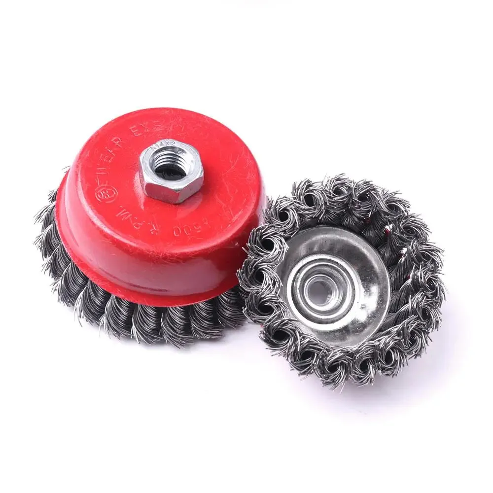 1Pcs/2Pcs M10/M14 Twist Knot Wire Wheel Cup Brush For Angle Grinder Spring Steel Wire Brushes For Power Tool