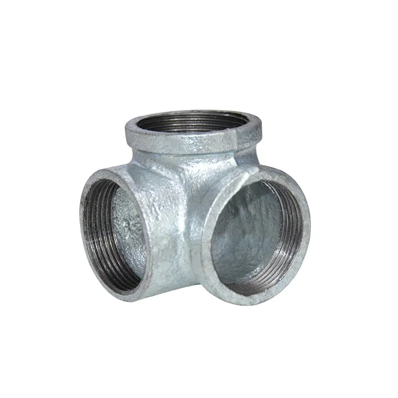 3 Way Galvanized Pipe Fittings 90 Degree Elbow Malleable Industrial Cast Iron Side Outlet Pipe Connector Fittings