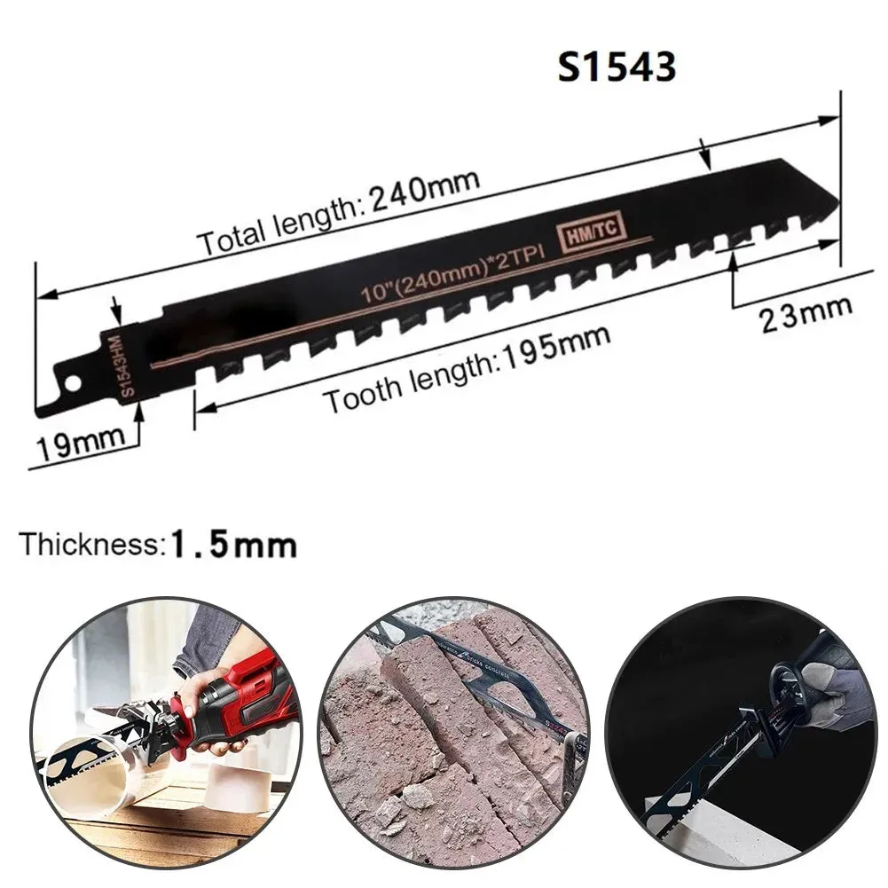 1 Pcs S1543HM Reciprocating Saw Blade Cutter Electric Power Tool Part Accessory Brick Wall Stone Metal Cutting Jigsaw Blade Carbide Reciprocating Saw Blade