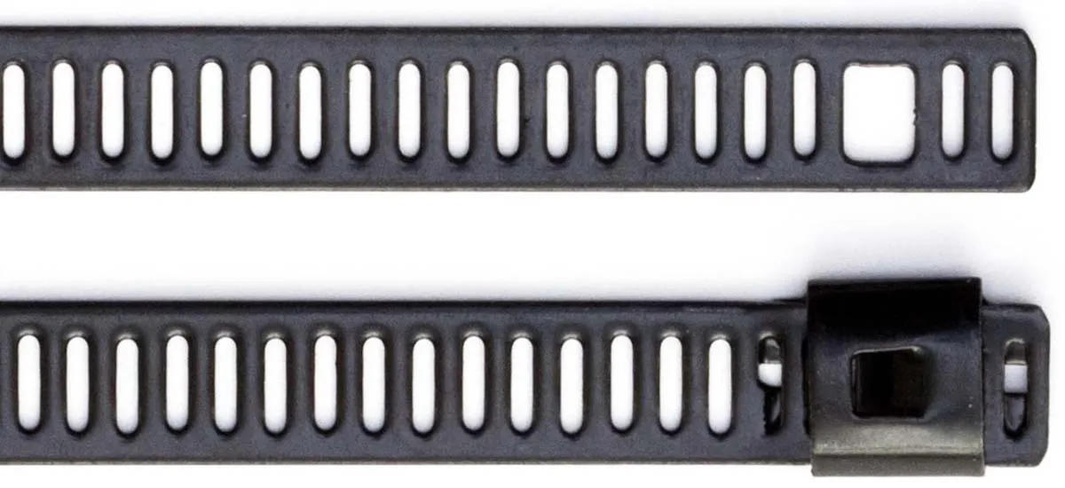 RS PRO Edelstahl mit Polyesterbeschichtung Kabelbinder Leiter Schwarz 7 mm x 225mm, 100 Stück