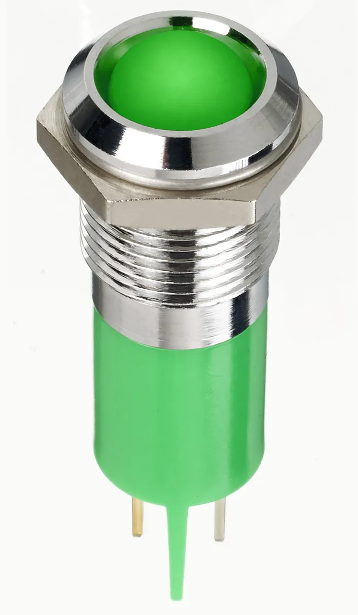 RS PRO LED Schalttafel-Anzeigelampe Grün 2V dc, Montage-Ø 14mm, Faston, Lötfahne