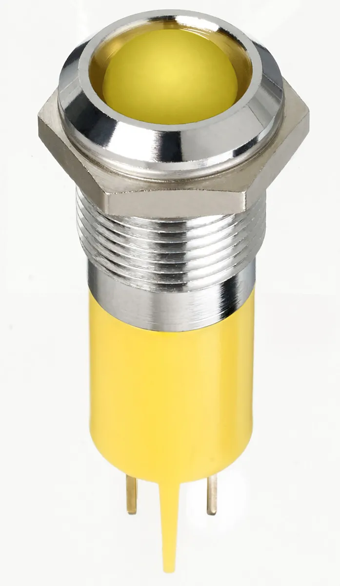 RS PRO LED Schalttafel-Anzeigelampe Gelb 2V dc, Montage-Ø 14mm, Faston, Lötfahne