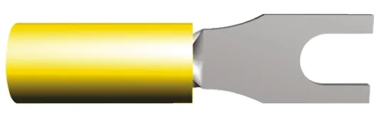 TE Connectivity PIDG Gelb Isoliert Gabelkabelschuh B. 8mm Nylon, min. 2.6mm², max. 6.6mm² 12AWG 10AWG