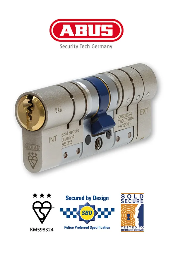 ABUS Eurozylinder bruchsicher, Standard "Sold Secure Diamond" Profilzylinder Messing Nickel, 50/50 mm