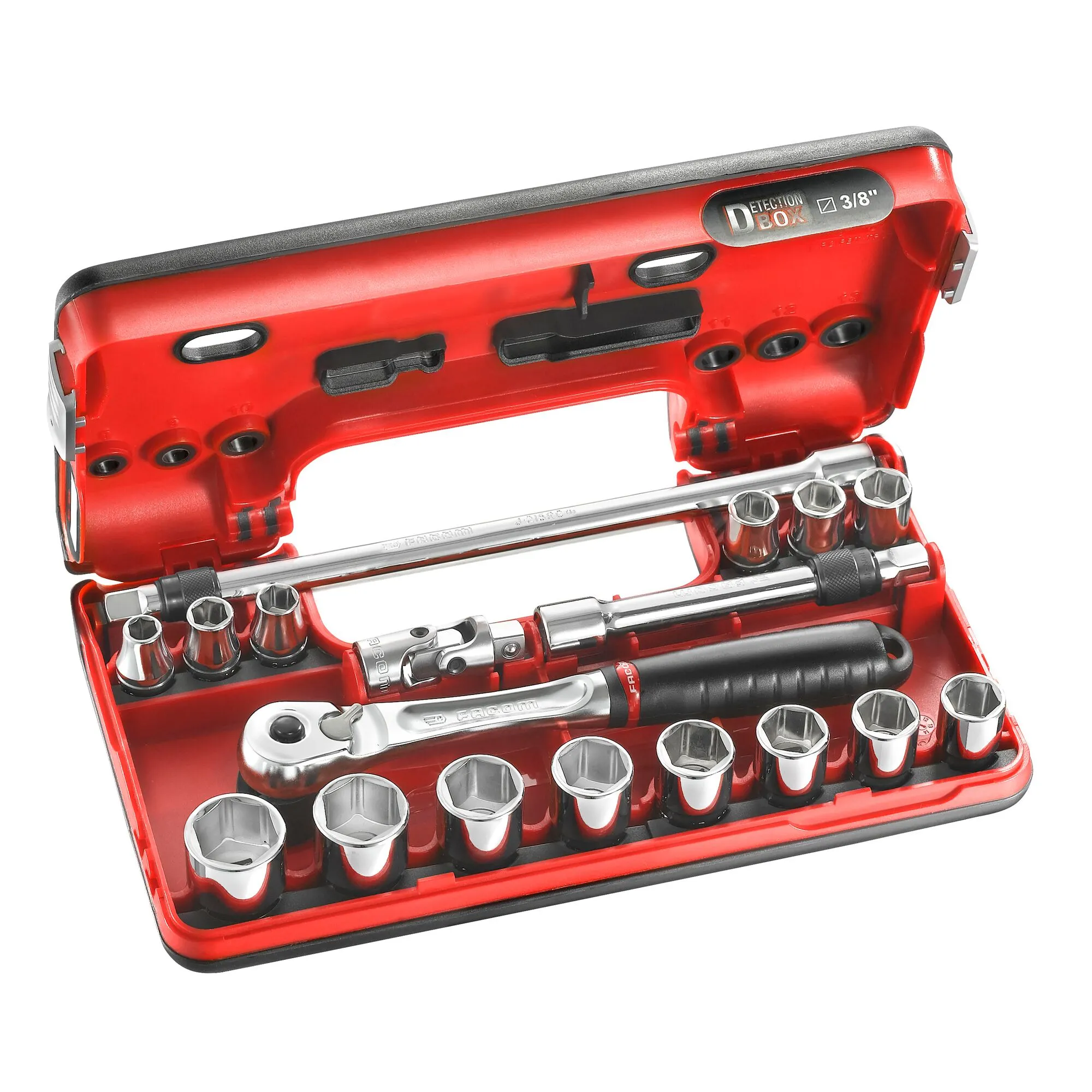 Facom JL.DBOX500 3/8 Zoll Vierkant metrisch, CrV-Stahl 8 , 9 , 10 , 11 , 12 , 13 , 14 , 15 , 16 , 17 , 18 , 19 , 21 ,