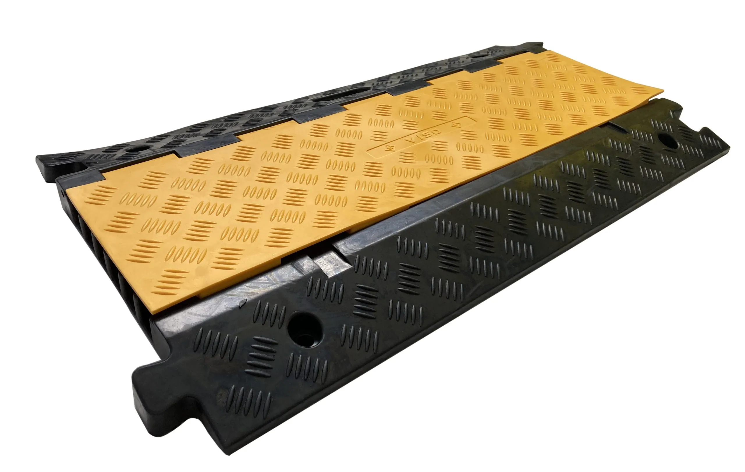 RS PRO Kabelabdeckung, Kabelbrücke, Innen-Ø 25mm 25 x 34mm, 500 mm x 910mm Gummi, Schwarz/Gelb 6-kanalig