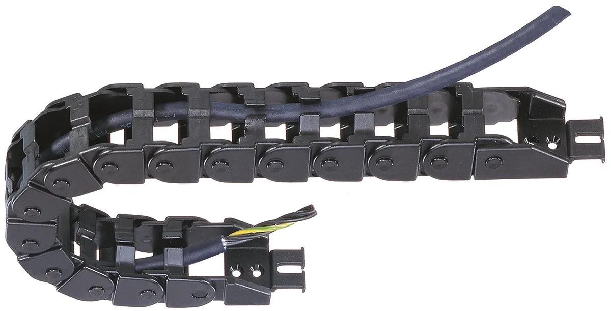 Igus e-chain, Z08 Kabel-Schleppkette Schwarz, 38,2 mm x 19.3mm Igumid NB, Länge 1m, Seitenwand Flexibel