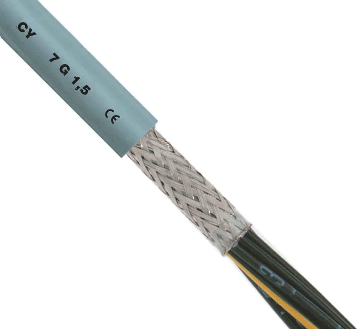 RS PRO CY Steuerkabel, 5-adrig x 1 mm² Grau / 15 A, 50m, 17 AWG, Kupfergeflecht verzinnt