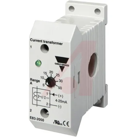 Carlo Gavazzi E83 Stromwandler, Aufbaumontage, Sockelmontage, 100:1:30 mA, Leitermaß 12mm, 22.5mm x 47.4mm x 56mm