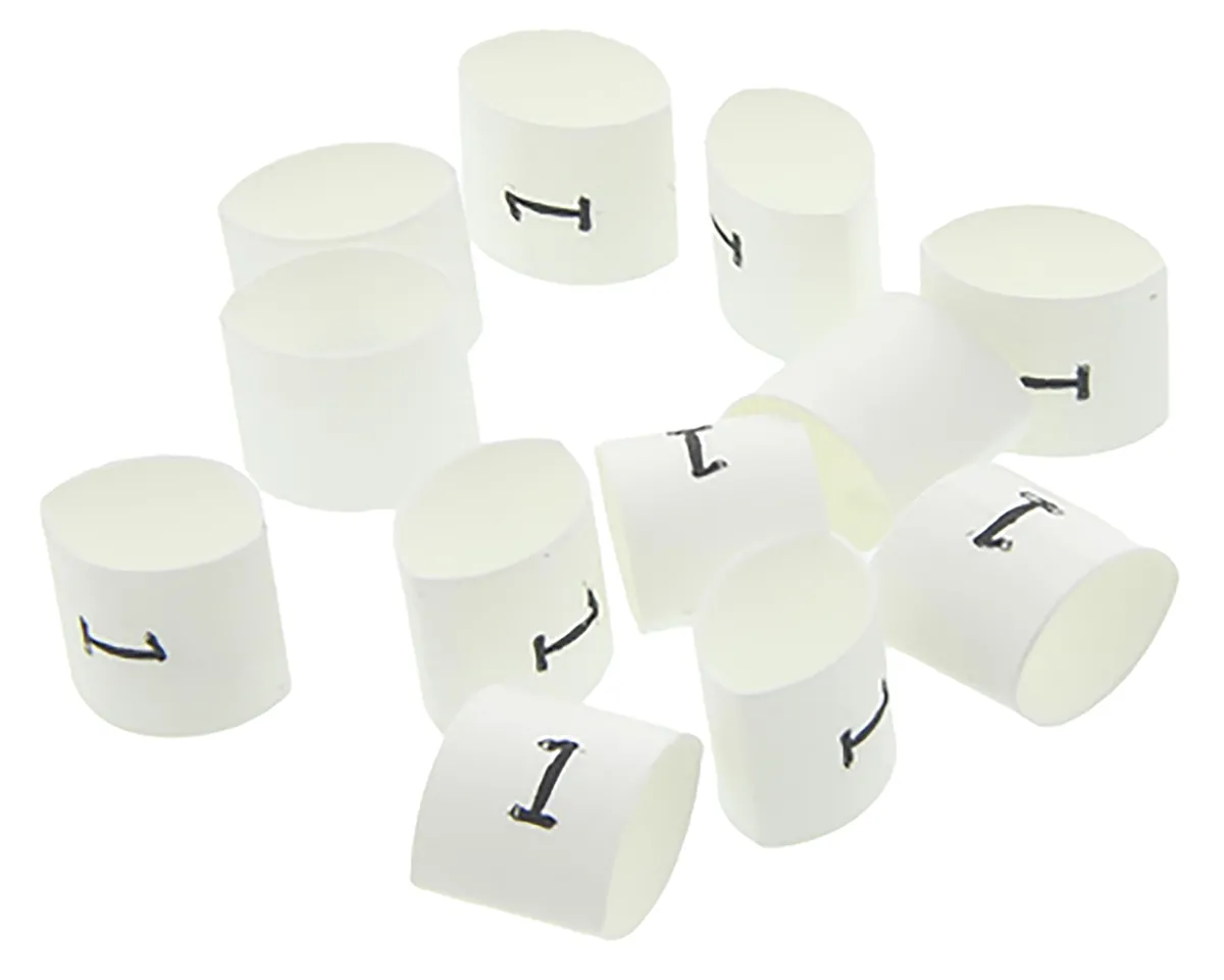 TE Connectivity TRSA Kabel-Markierer Wärmeschrumpfend, Beschriftung: 0 → 9, Weiß, Ø 1mm - 3mm, 10000 Stück