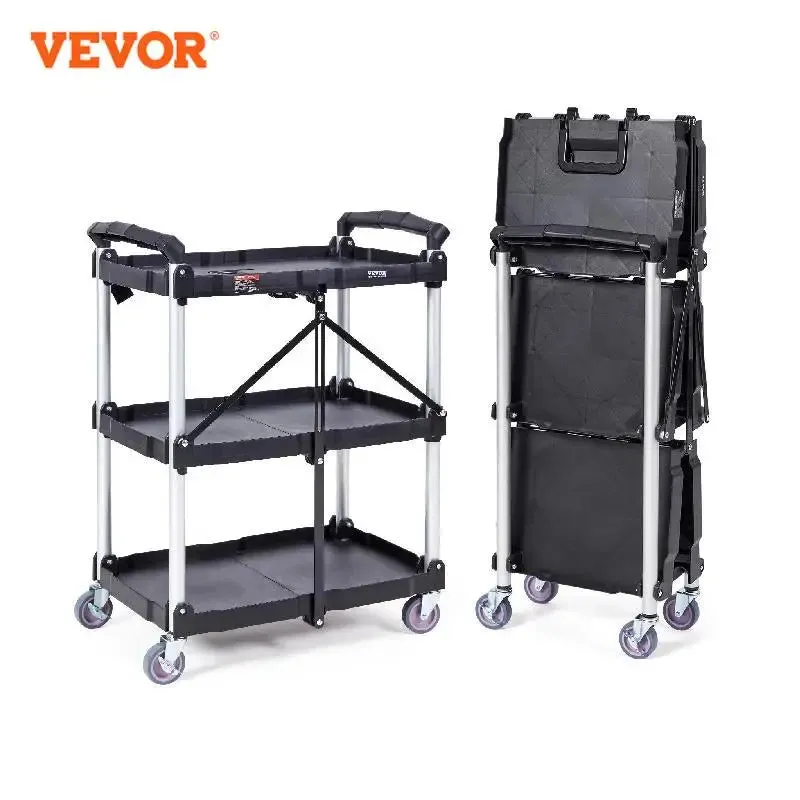 3 Tier Folding Rolling Utility Cart Storage Shelf Movable Gap Rack Serving Cart Slim Slide Organizer for Kitchen Bathroom