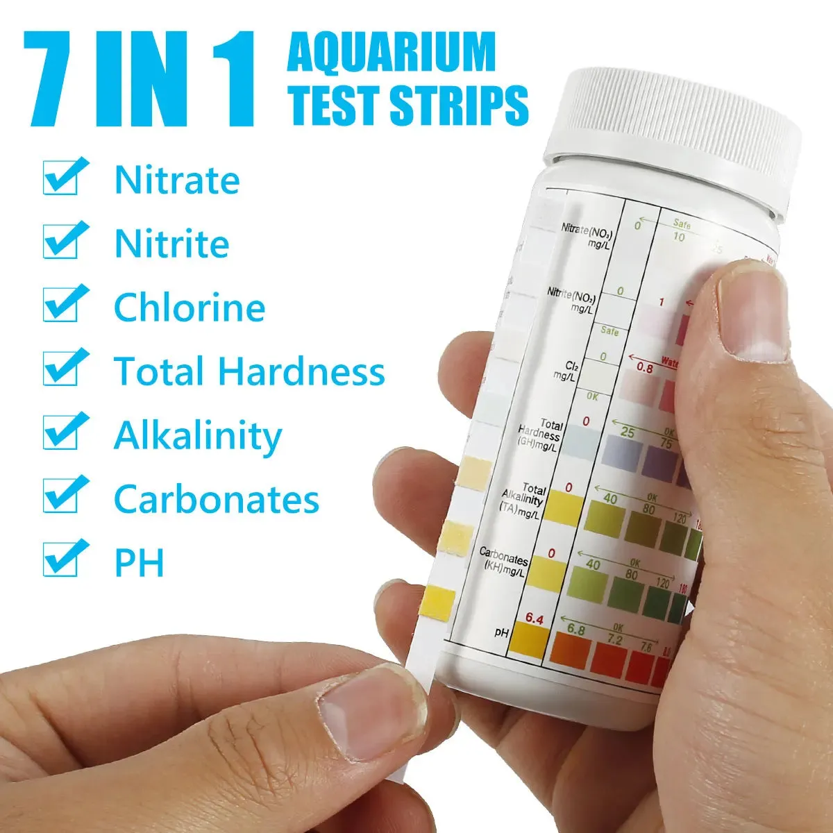 100Pcs 7 in 1/ 6 in 1/ 5 in 1 Aquarium Teststreifen Wasserqualität Teststreifen Süßwasser Salzwasser Aquarium Wasser PH Teststreifen