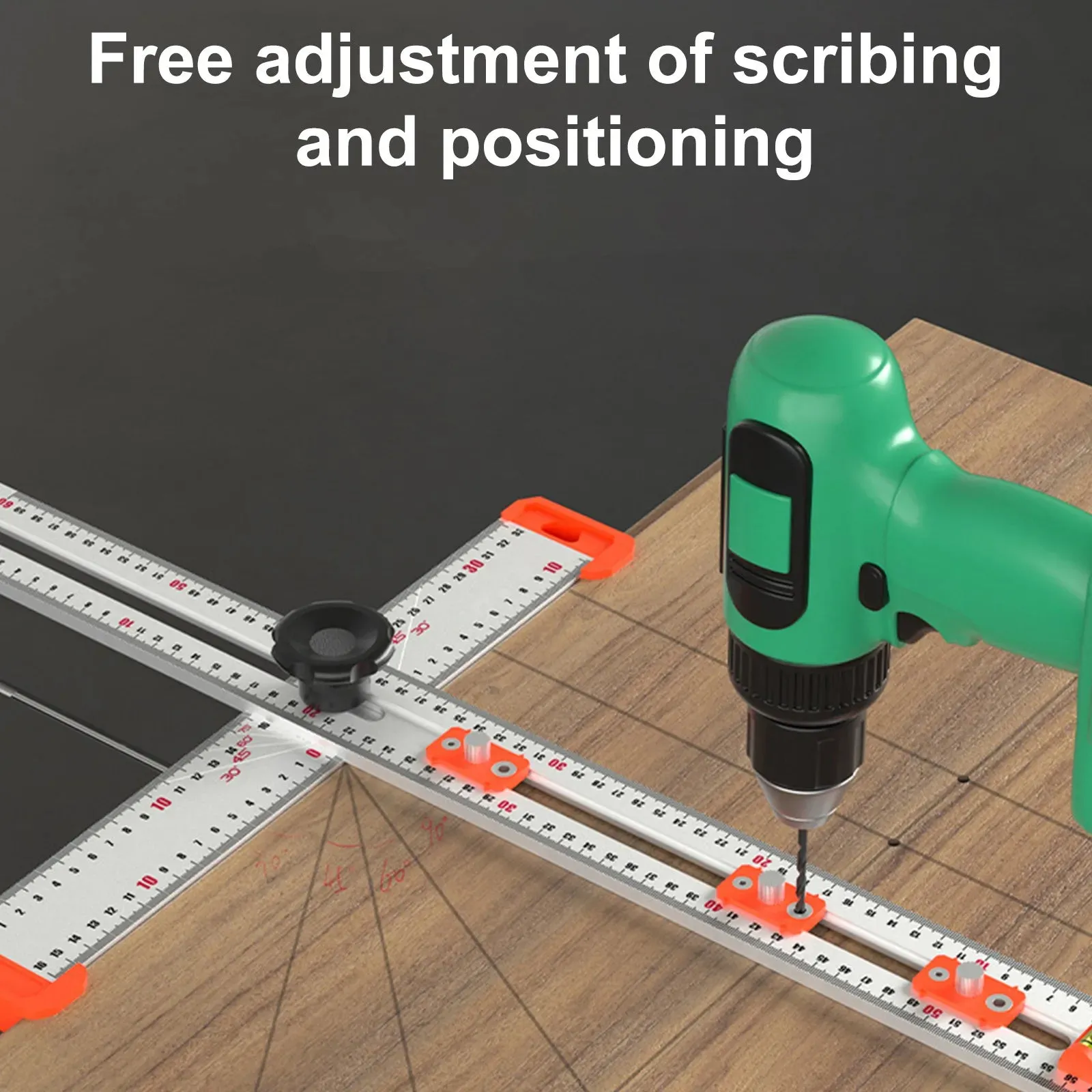 2-in-1 Woodworking Drilling & Positioning Ruler - Installation Tool