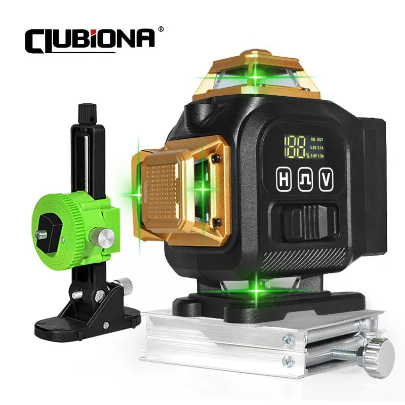16-Line 4D Green Laser Level with 360° Rotation, High-Precision Vertical and Horizontal Lines for Decoration.