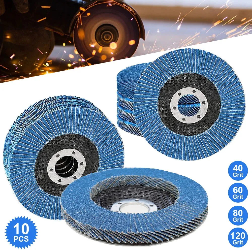 10pcs Flap Disc Grinding Disc 40/60/80/120 Grit 115mm Sanding Discs for Angle Grinder Finishing