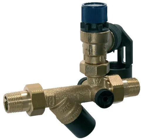 SYR Sicherheitsgruppe 24 SYRobloc DN 15, mit G3/4 Verschraubungen und 8 bar Sicherheitsventil, rohgelb 0024.15.010