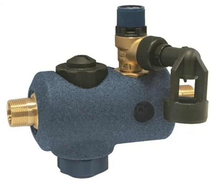 SYR Sicherheitsgruppe SYRobloc Plus 24.2 DN 20, mit G3/4 Verschraubungen, 6 bar Sicherheitsventil, rohgelb 0024.20.050