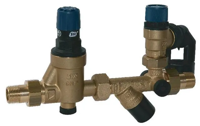 SYR Sicherheitsgruppe 25 SYRobloc DN 15, mit G3/4 Verschraubungen, 10 bar Sicherheitsventil, rohgelb 0025.15.011