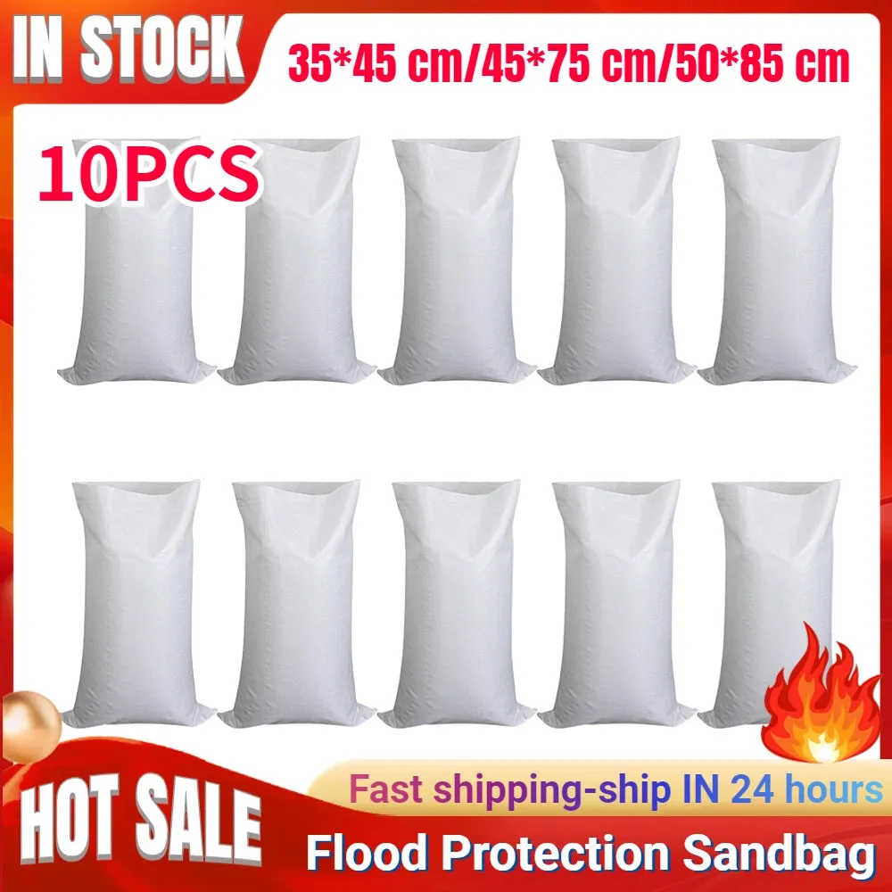 10PCS Reusable Polypropylene Plastic Sandbags for Flood Protection, Soil Filling, and Survival Kit Flood Barriers Prevention Barriers Filled Sandbags