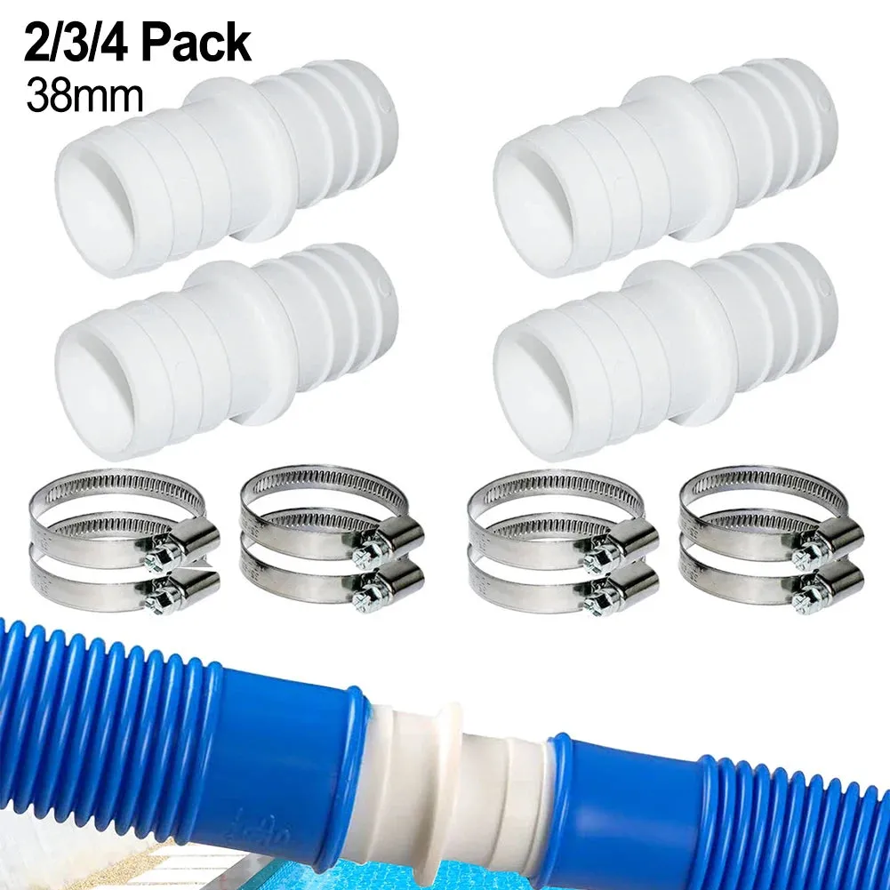 2/3/4 Set Hose Adaptor Hose Connector Hose Clamp for Pool Filter Pump Above Ground Pool