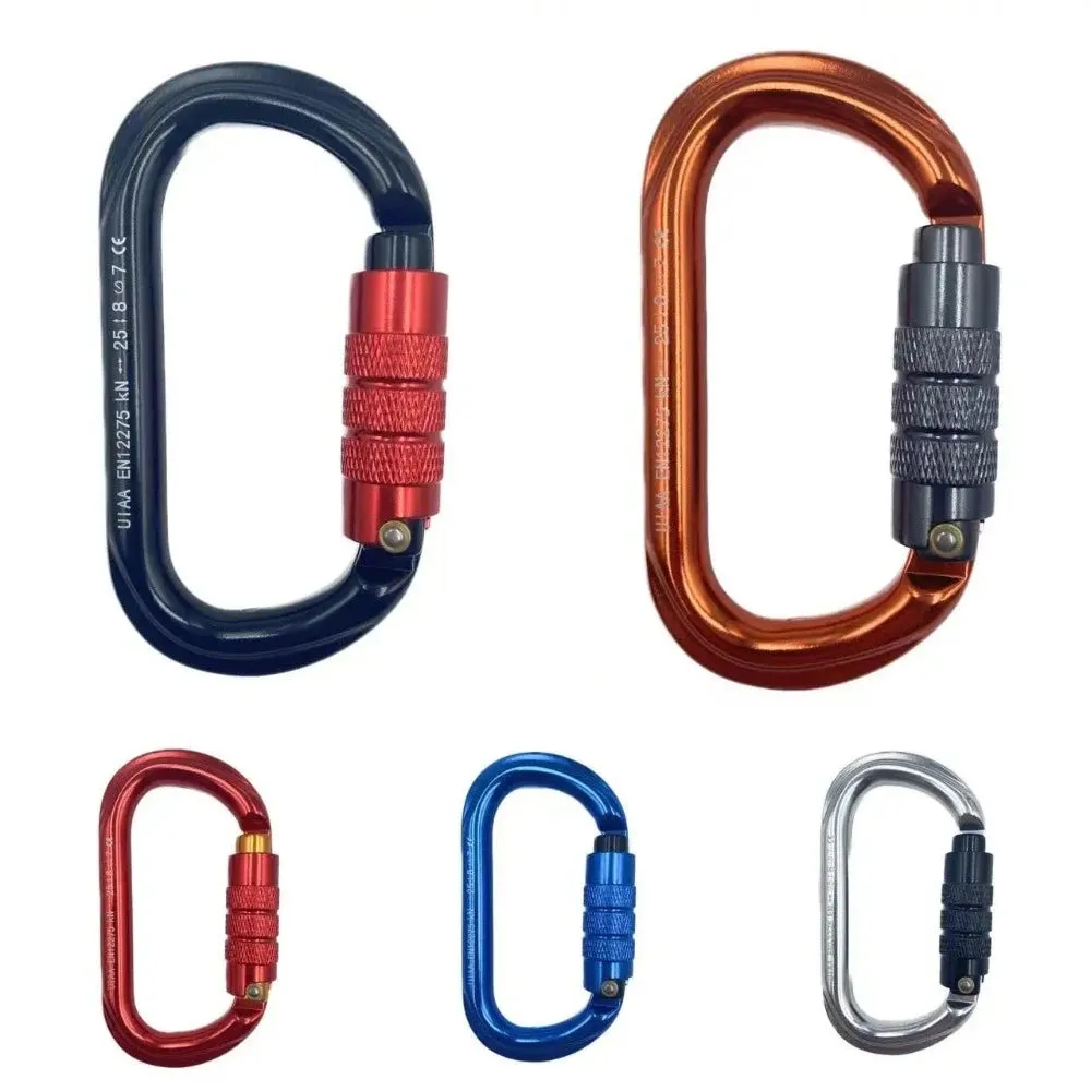 25KN Auto Safety Lock Outdoor Professional Climbing Carabiner O Shape Aviation Aluminum Hooks With Certificates CE