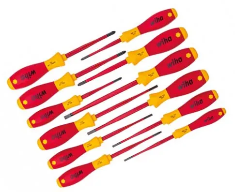 Wiha Isolierter Schraubendrehersatz, 12-teilig Kreuzschlitz, Pozidriv, Schlitz, Torx