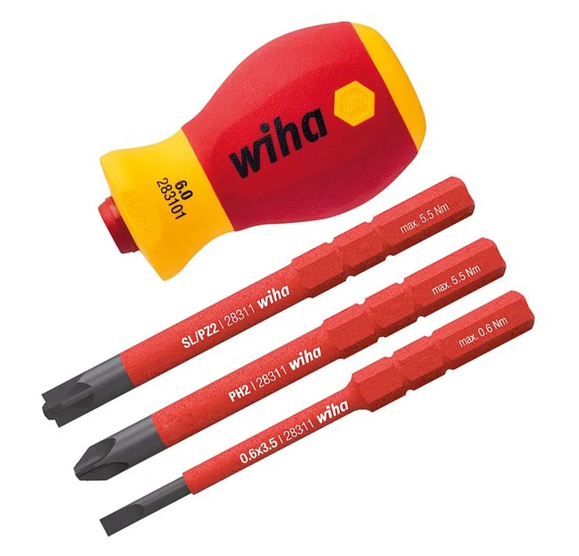 Wiha Schlitz, PHILLIPS®, POZIDRIV Schraubendreher-Bitsatz PH2, PZ2, SL3.5, 4-teilig