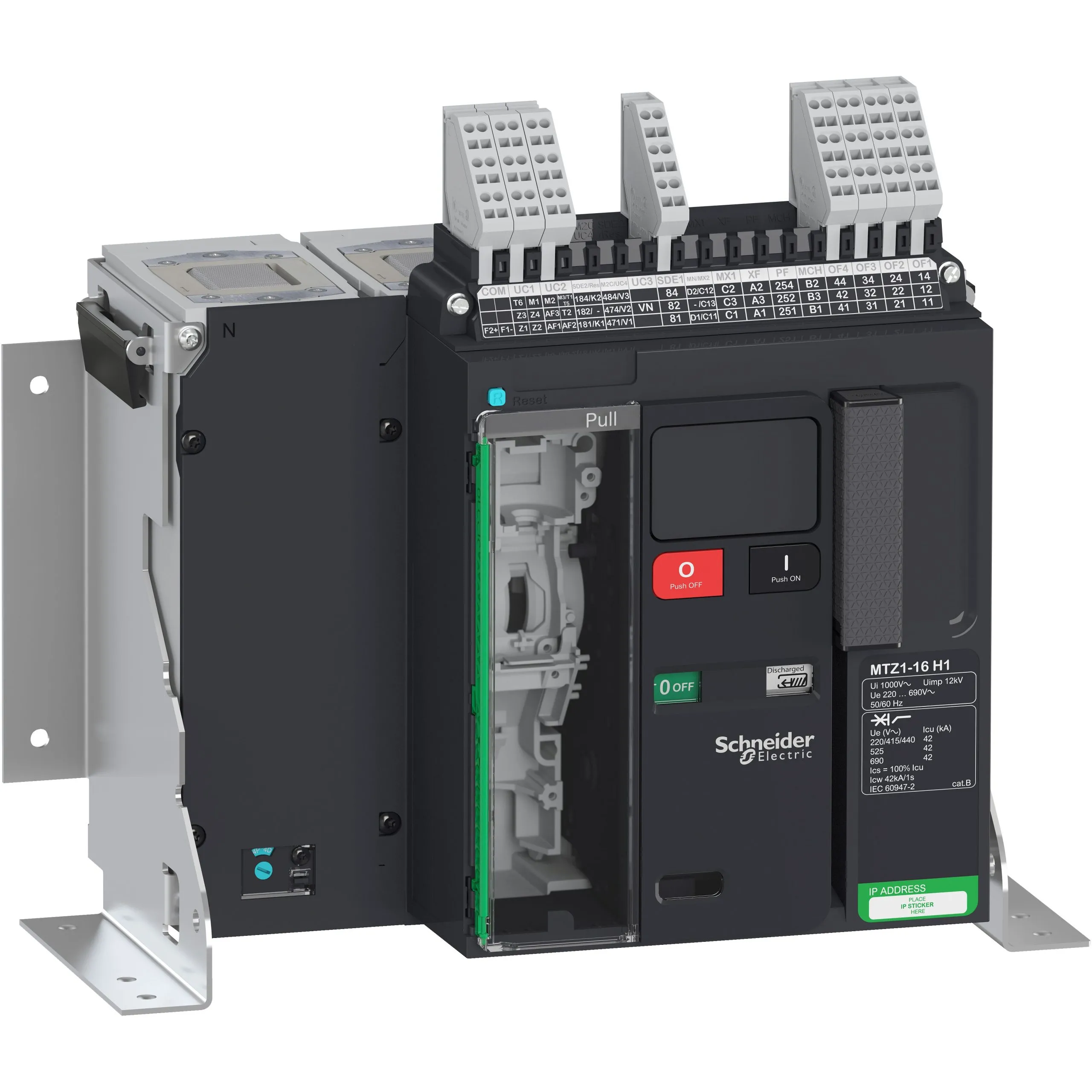 Schneider Electric Masterpact MTZ1 16H1, Leistungsschalter MCCB 4-polig, 1.6kA, Fest
