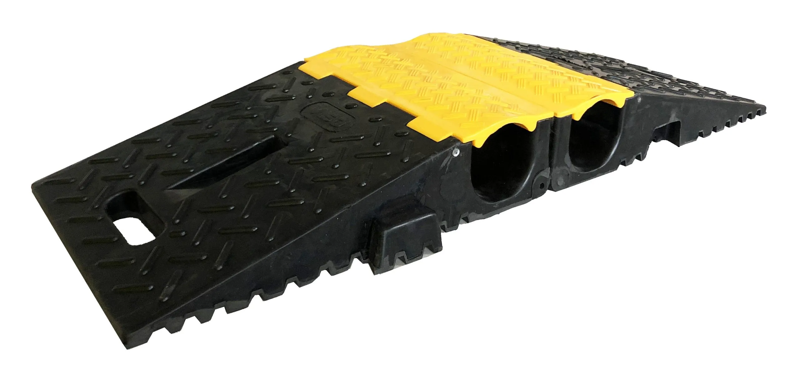 RS PRO Kabelabdeckung, Kabelbrücke, Innen-Ø 80mm 2 x ø80mm, 300 mm x 850mm Gummi, Schwarz/Gelb 2-kanalig