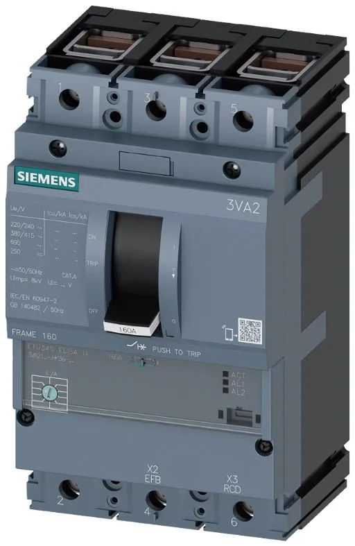Siemens SENTRON 3VA2, Leistungsschalter MCCB 3-polig, 40A / Abschaltvermögen 110 kA, Fest